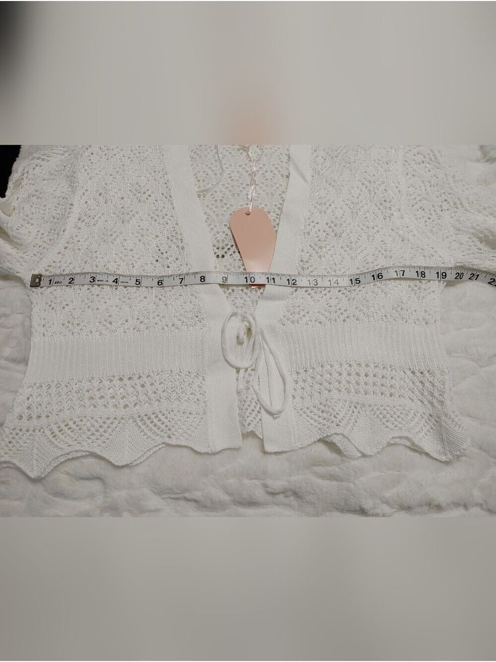 Women's Sweet Kizz White Openwork Tie-Front Knit Fairycore Cardigan 2 Available - Picture 4 of 12